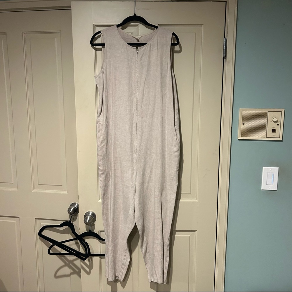Eileen Fisher Sleeveless Beige Jumpsuit